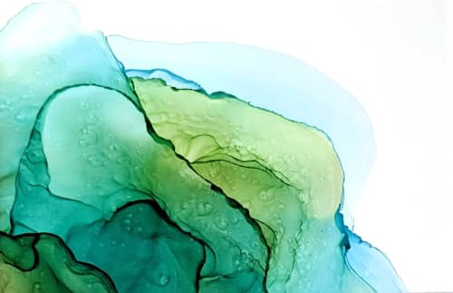 color study - green, botanical green, aquamarine blue | Watercolor Painting in Paintings by Megan Spindler