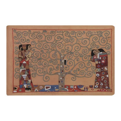 Vintage Folk Art Human Pictorial Suzani From Uzbekistan, Tre | Tablecloth in Linens & Bedding by Vintage Pillows Store