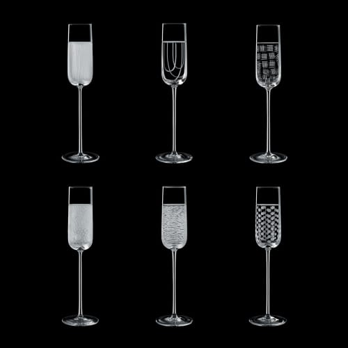 Champagne Flutes | Glass in Drinkware by Oggetti Designs. Item composed of glass