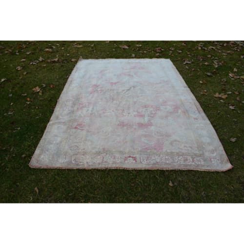 Vintage Turkish Rug in Muted Soft Colours, Old Handmade Wool | Area Rug in Rugs by Vintage Pillows Store. Item composed of cotton