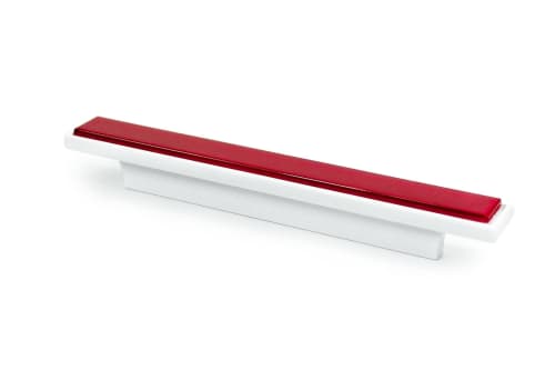 Viva Magenta Cove Pull With Matte White Finish | Hardware by Windborne Studios. Item made of metal & glass