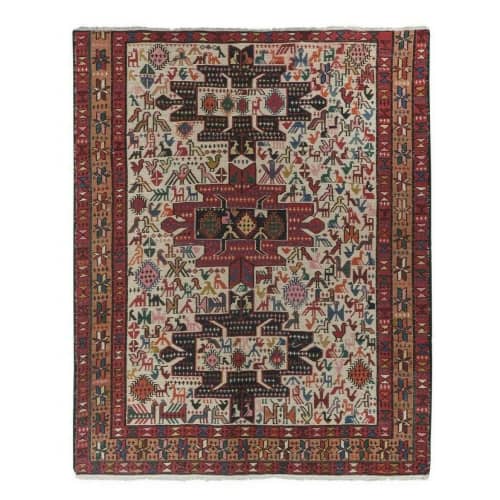 Vintage Bohemian Anatolian Animal Pattern Soumac Kilim Rug | Area Rug in Rugs by Vintage Pillows Store. Item composed of wool & fiber