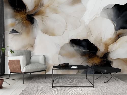 Midnight Bloom I — Bold Florals Luxury Wallpaper Mural | Wall Treatments by ELLE WALLS