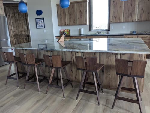 Solid Wood Swivel Bar Stool, Mid-Century Modern Counter Stool, USA made | Chairs by Marco Bogazzi