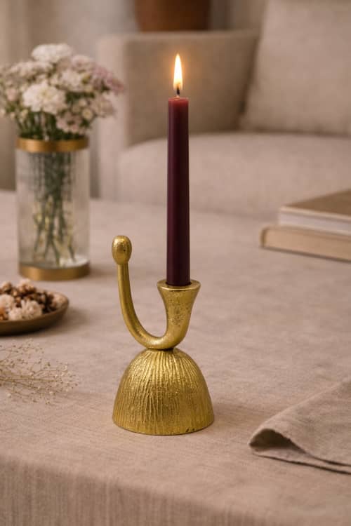 Loop Taper Candle Holder — Gold Finish | Decorative Objects by Raíz Studio