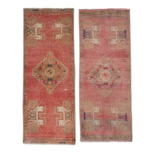 Distressed Matching Turkish Rug Mat, Set Kitchen Wool | Runner Rug in Rugs by Vintage Pillows Store. Item made of cotton with fiber