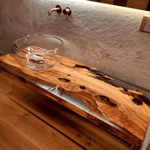 Bathroom Vanity Top Epoxy Resin Table | Countertop in Furniture by Ironscustomwood. Item composed of wood & synthetic