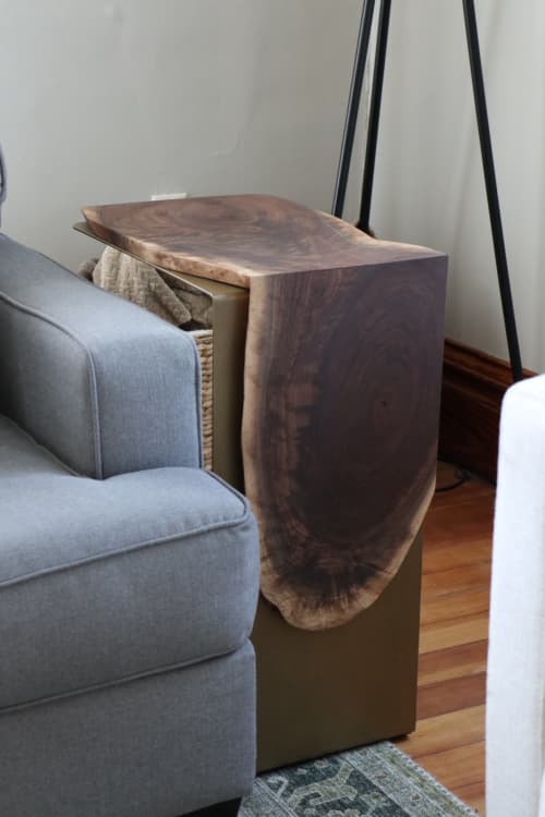 Live-Edge Walnut Waterfall Plate C-Table (in stock) | Side Table in Tables by Hazel Oak Farms. Item composed of walnut