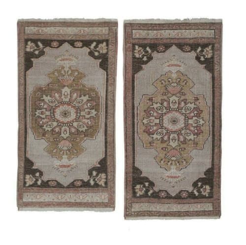 Hand Knotted Door Mat, Entryway Rug, Bath Mat, Set of Two | Rugs by Vintage Pillows Store. Item composed of fabric
