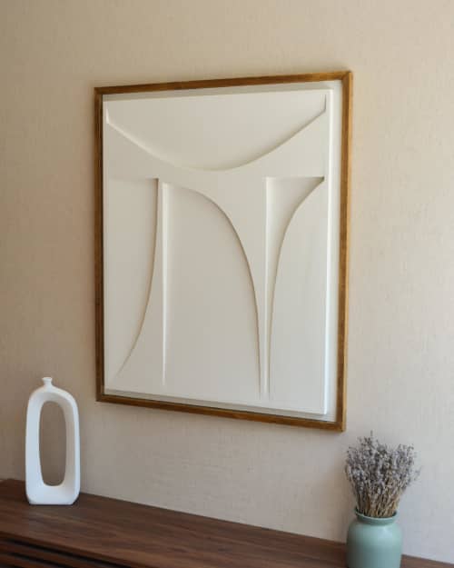 No. 03 Japandi Plaster Wall Relief - Scandinavian Neutral Decor | Wall Sculpture in Wall Hangings by Joseph Aurelius