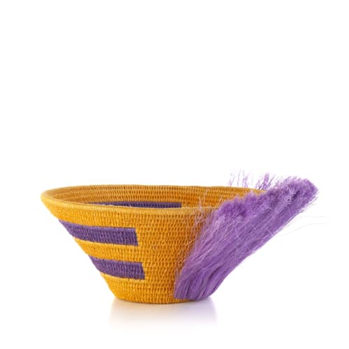 plume medium basket marigold | Serveware by Charlie Sprout. Item composed of fabric