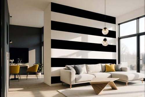 Black & White Horizontal Stripes — Classic Stripes Luxury Wallpaper Mural | Wall Treatments by ELLE WALLS