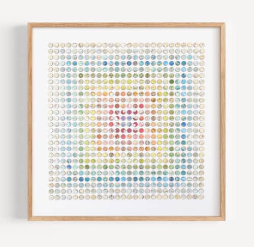 Six Hundred and Seventy Six Rainbow Map Dots Concentric Squares | Collage in Paintings by Amelia Coward