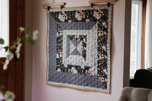 Modern Handmade Baby Quilt - Blue Floral Squares | Linens & Bedding by Hazel Oak Farms. Item made of cotton
