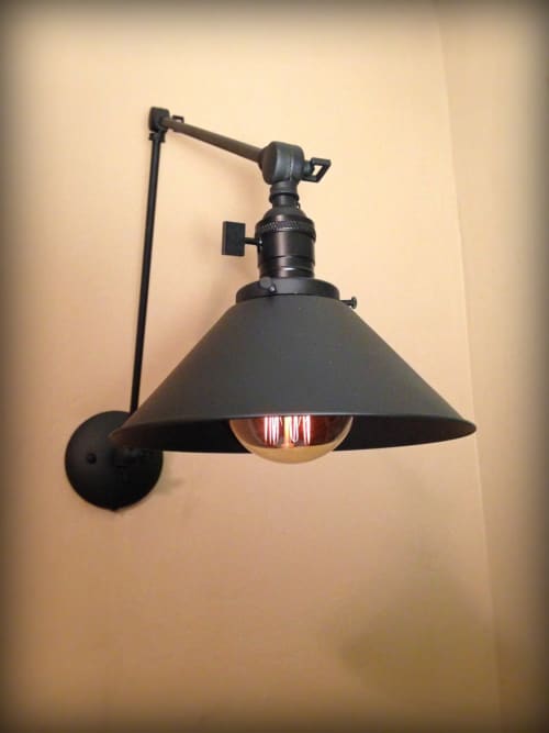 Swinging Adjustable Wall Light - Industrial Wall Sconce | Sconces by Retro Steam Works. Item composed of metal compatible with industrial style