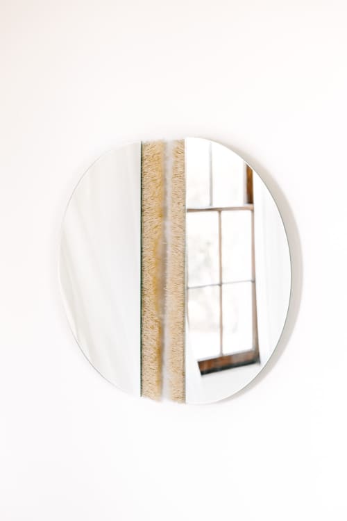 "Aria Raffia"-Clear Circle Reflected Set | Mirror in Decorative Objects by Candice Luter Art & Interiors. Item composed of glass