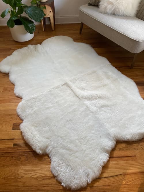 Sacred Spaces Collection: Extra Cuddly White Shorn Sheepskin | Area Rug in Rugs by East Perry. Item composed of wool & fiber