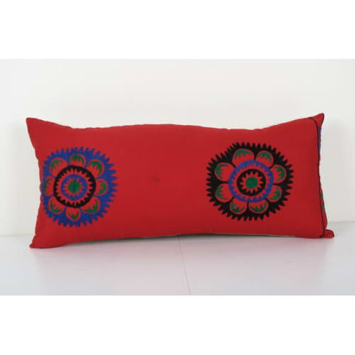 Suzani Body Pillow Fashioned from a Tashkent Suzani, Long Uz | Cushion in Pillows by Vintage Pillows Store