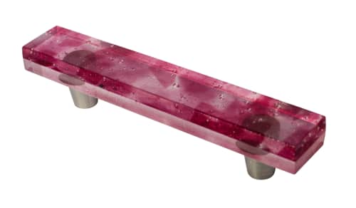 Millennial Pink Rose Quartz 4" CC Pull | Hardware by Windborne Studios. Item made of glass