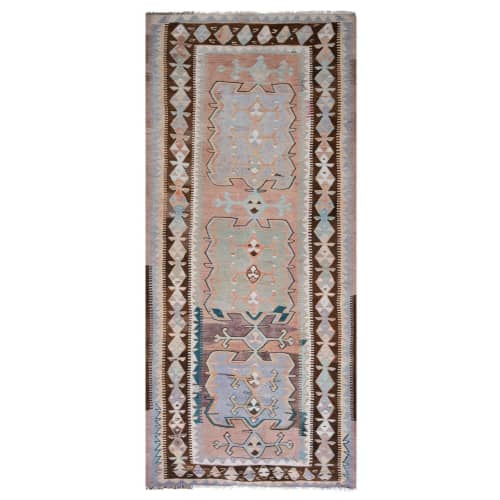 Hand Woven Turkish Oushak Kilim Flat Weave Wool Rug | Area Rug in Rugs by Vintage Pillows Store. Item made of cotton with fiber