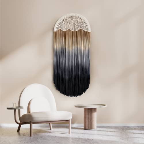 Vertical Tapestry - SHIFTING DUNES | Wall Hangings by Rianne Aarts / Teddy and Wool Studio. Item composed of cotton and fiber