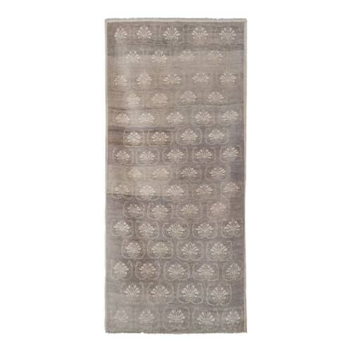 Vintage Midcentury Karapinar Floral Brown Wool Rug | Runner Rug in Rugs by Vintage Pillows Store. Item composed of fabric & fiber