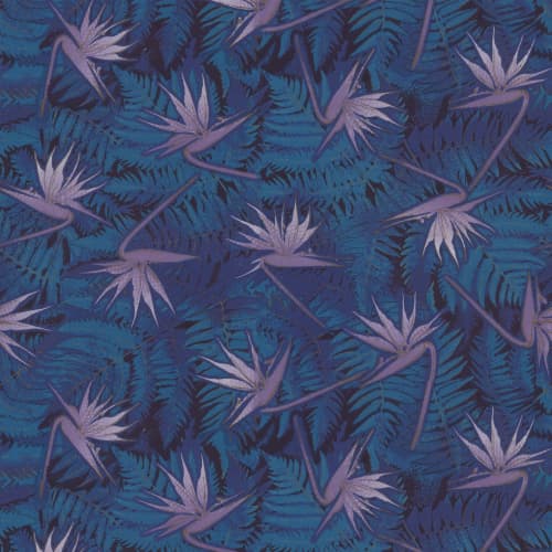 Birds Of Paradise - Blue | Wallpaper in Wall Treatments by Brenda Houston. Item composed of linen and paper