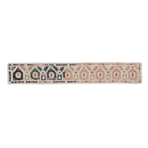 1960s White Washed Suzani Pink Runner With Pastel Colors, Vi | Runner Rug in Rugs by Vintage Pillows Store. Item made of cotton