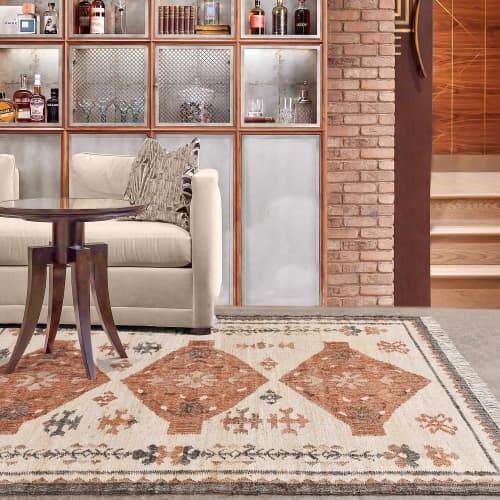 Punja Kelim Jute Rug Handwoven Boho Kilim Carpet | Area Rug in Rugs by Swiflo