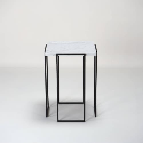 Kaus - Carrara marble side table | Tables by DFdesignLab - Nicola Di Froscia. Item made of steel with marble works with minimalism & contemporary style