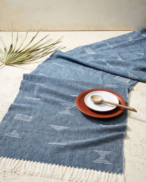 Shapes Runner - Blue | Table Runner in Linens & Bedding by MINNA