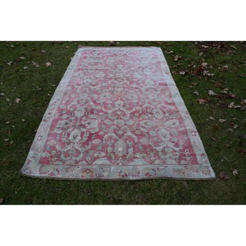 Vintage Floral Turkish Oushak Rug in Muted Colours | Area Rug in Rugs by Vintage Pillows Store. Item made of cotton