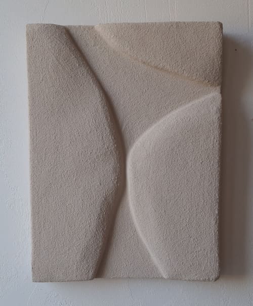 Modern Beige 3D Painting: Textured Relief Wall Art (16x24 in) | Wall Sculpture in Wall Hangings by Vaiva Art Atelier