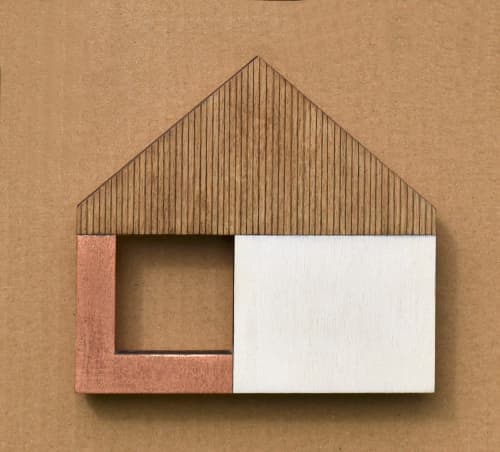 House - White/Copper w.23 | Sculptures by Susan Laughton Artist. Item made of wood