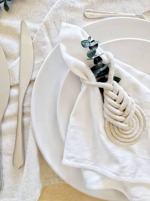 Napkin Ring Rope Single Pipa Knot | Ornament in Decorative Objects by Damaris Kovach. Item made of cotton