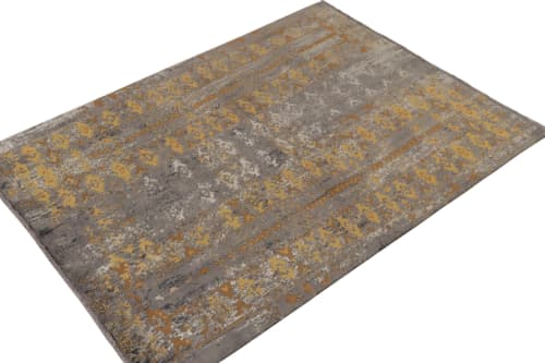 Rug & Kilim’s Abstract Rug in Gray, Gold and Beige-Brown All over Pattern | Area Rug in Rugs by Rug and Kilim
