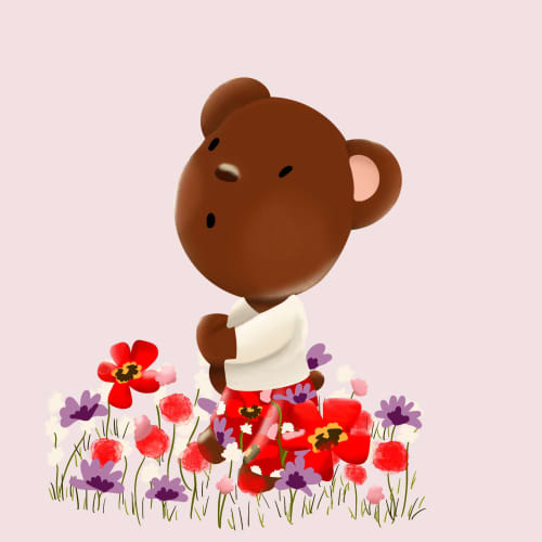 Bear in Flowers | Prints in Paintings by $NP Designs