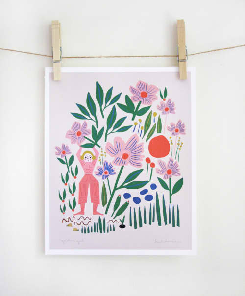 Garden Girl Print | Prints by Leah Duncan. Item composed of paper compatible with mid century modern and contemporary style