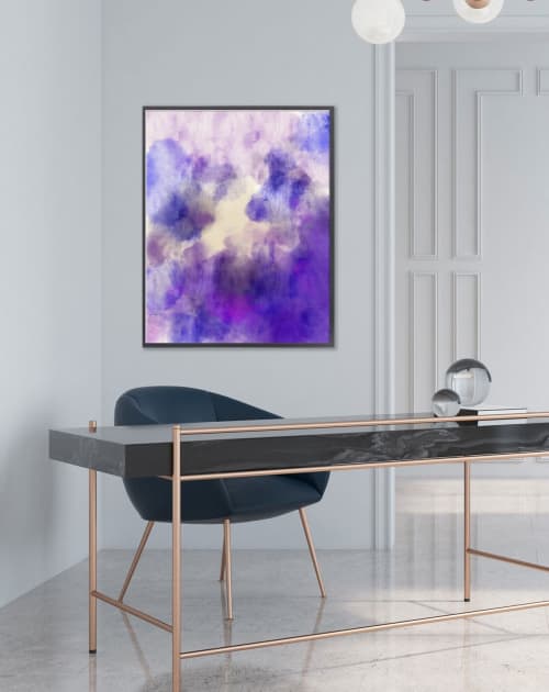 Minimal Watercolor Purple Modern Art, Abstract Purple Artwor by
