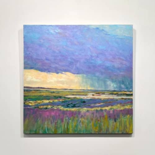 Summer by the Shore | Oil And Acrylic Painting in Paintings by Sorelle Gallery. Item made of canvas