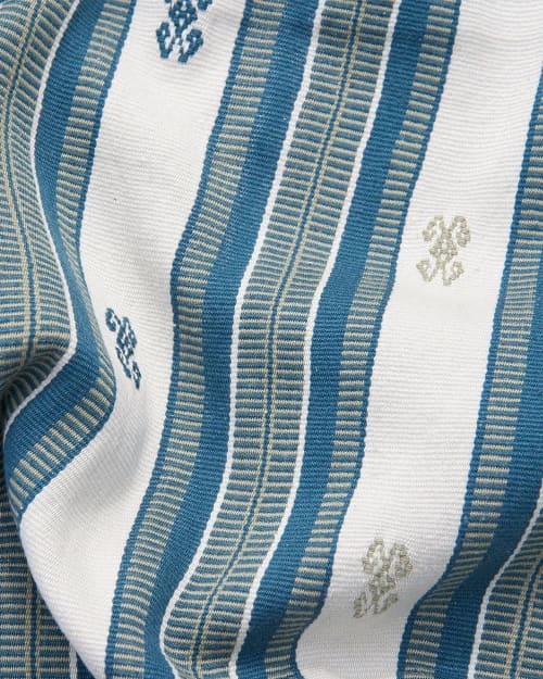 Celestial Handwoven Stripe Fabric | Linens & Bedding by Routes Interiors. Item made of cotton works with boho & eclectic & maximalism style