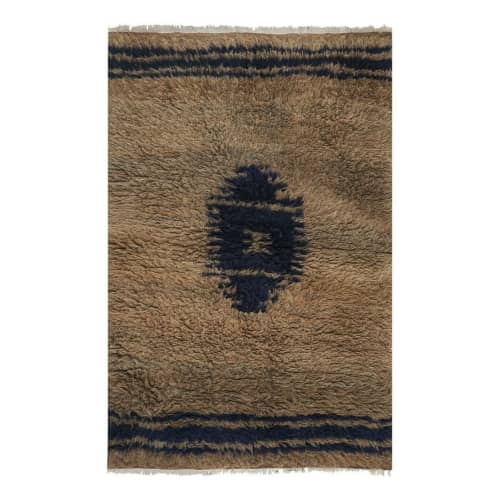 1960s Organic Wool Turkish Camel Tulu Shaggy Rug 3'8" X 5'6" | Area Rug in Rugs by Vintage Pillows Store. Item composed of wool & fiber