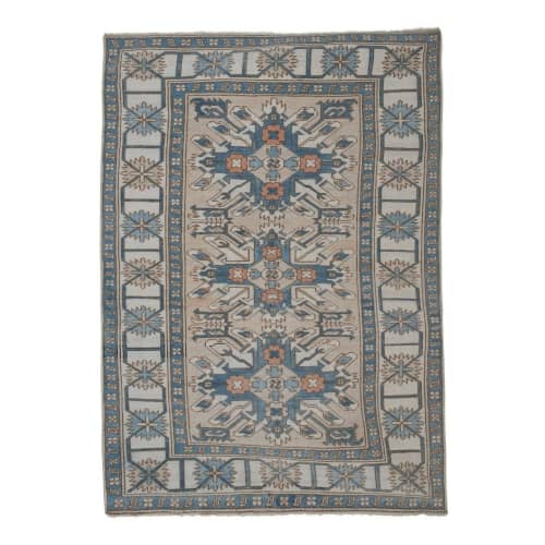 Vintage Turkish Kars Rug with Mid-Century Modern Style | Area Rug in Rugs by Vintage Pillows Store. Item composed of cotton and fiber