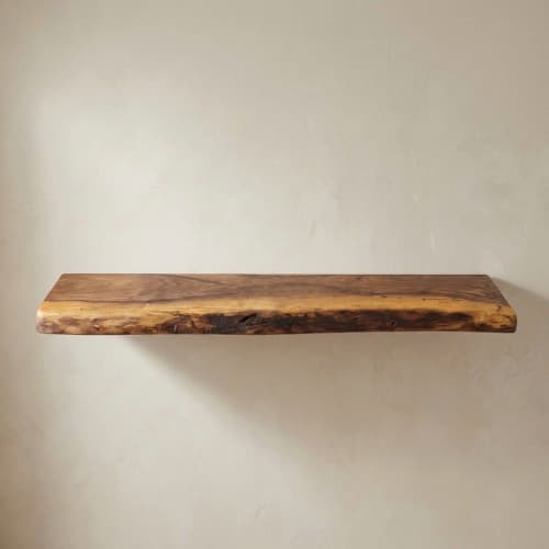 Solid Walnut Wood Live Edge Floating Shelf – Custom Wall Piece | Shelving in Storage by Ironscustomwood
