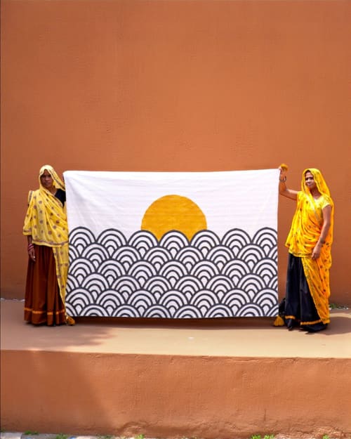 Making Waves Kantha Throw | Linens & Bedding by CQC LA. Item composed of cotton
