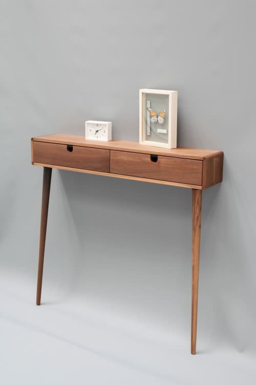 Midcentury Console Hallway Table In Solid Wood | Console Table in Tables by Manuel Barrera Habitables. Item composed of walnut