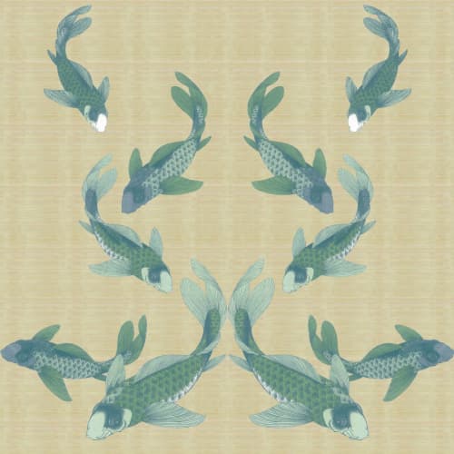 Koi - Green | Wallpaper in Wall Treatments by Wallcovetings by Brenda Houston. Item composed of fabric