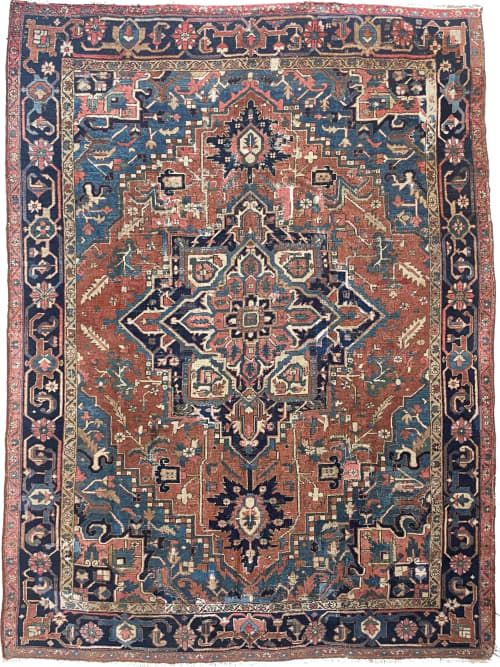 STYLIZED Antique Heriz with Old World Tips & Finals | Area Rug in Rugs by The Loom House. Item composed of wool & fiber