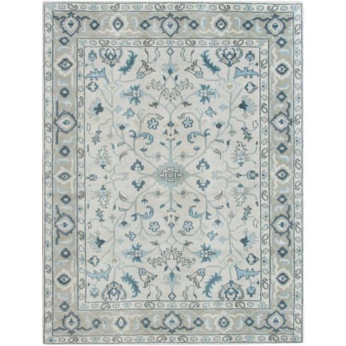 Lucerne Blue Wool Handknotted Rug | Area Rug in Rugs by Organic Weave Shop. Item composed of fiber