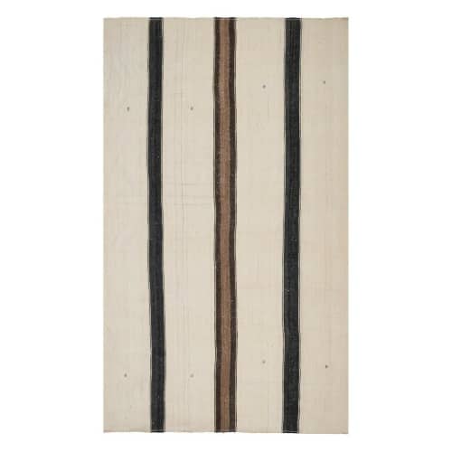 1970s Turkish Organic Hemp Sisal Kilim Rug 6'11" X 11'5" | Area Rug in Rugs by Vintage Pillows Store. Item composed of cotton and fiber